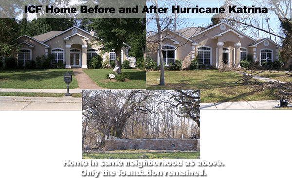 Diaster Resistant Construction with ICF & Concrete - Home Survives Hurricane Katrina - Green Harbor Building Systems GA